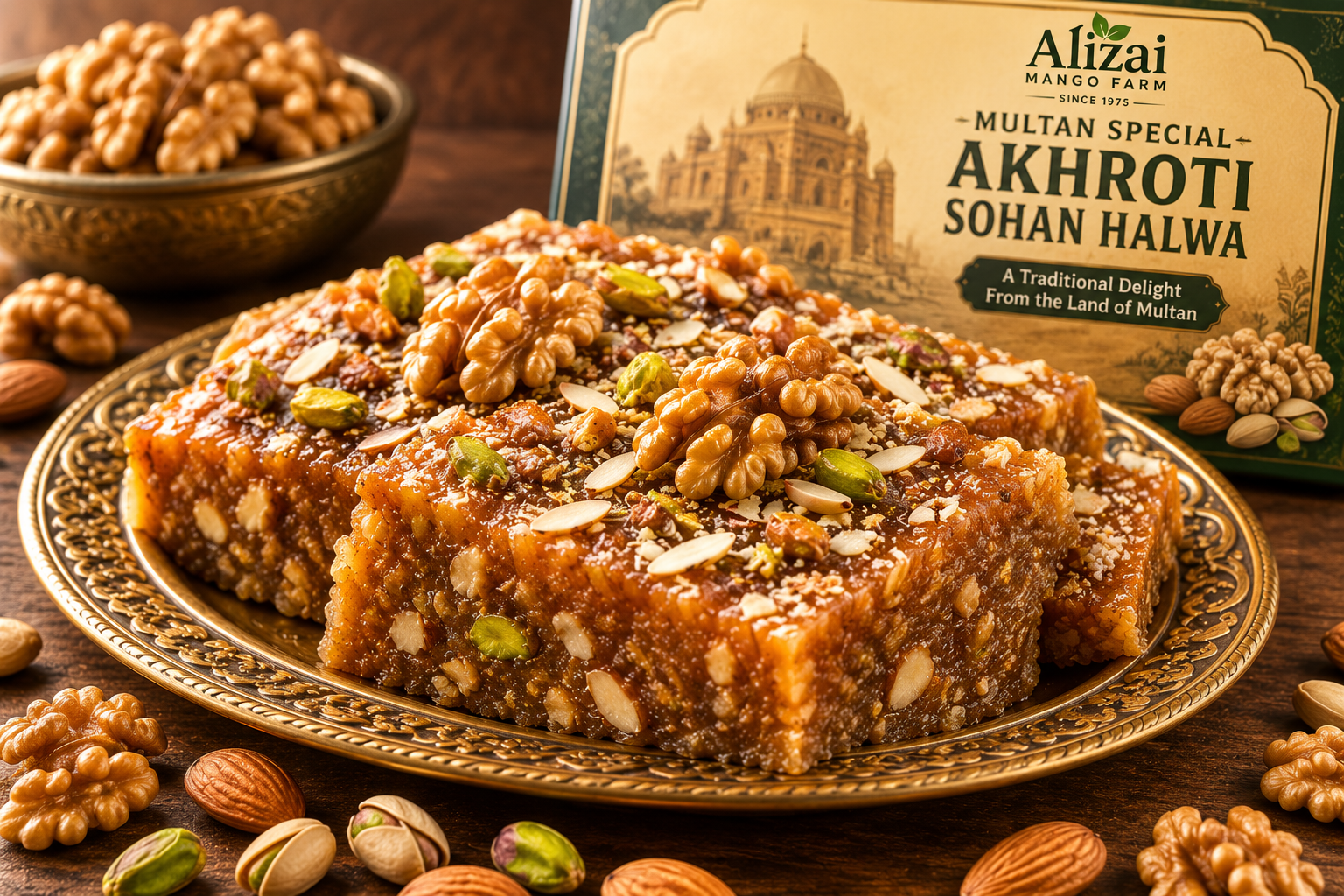 Multan Special Akhroti Sohan Halwa full of dry fruits